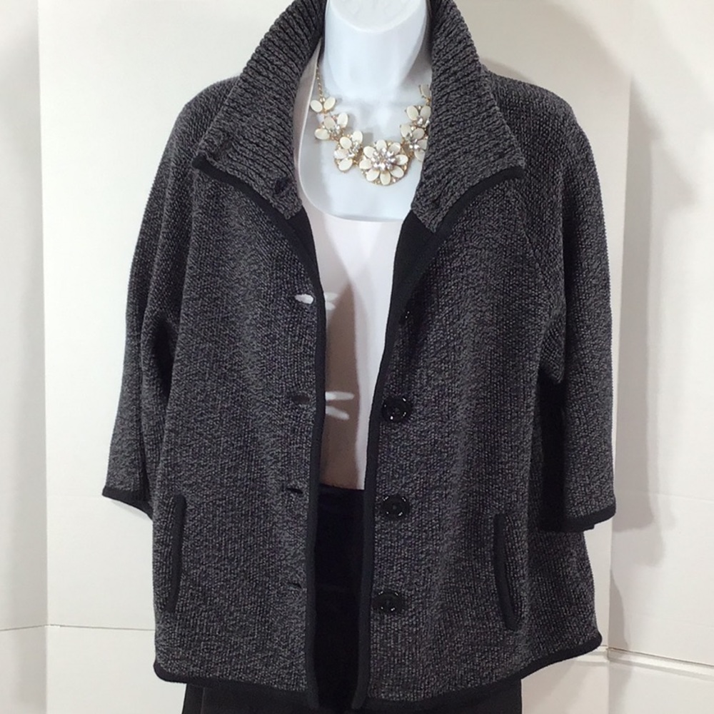 Talbots black and gray button front cardigan